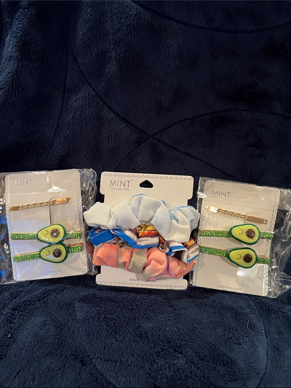 Kids Avocado Hair Clips and Multicolor Scrunchie Set - Green/Multicolor